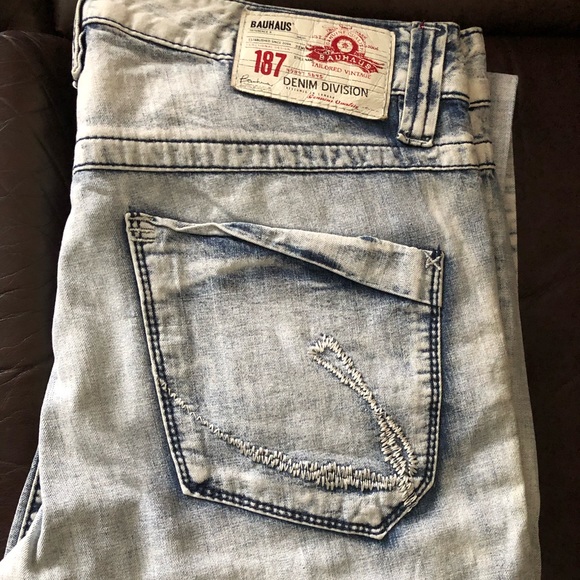 Fancy Light blue Men’s Jeans Bauhaus Brand straight fit low to mid rise - Picture 3 of 13